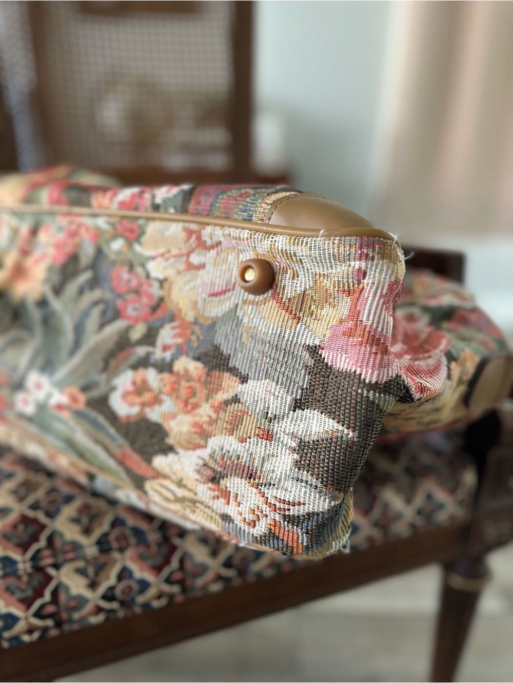 Vintage Adolfo Floral Tapestry Travel Duffel Bag - Picture 10 of 12